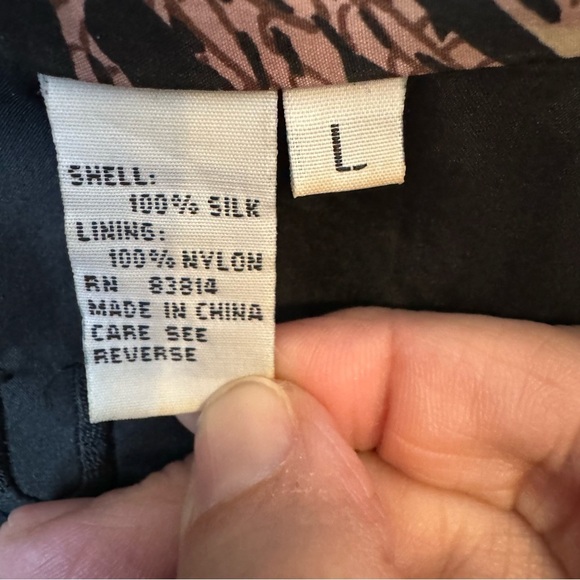 Fuda International vintage 80’s silk bomber jacket black brown size Large - Picture 7 of 7